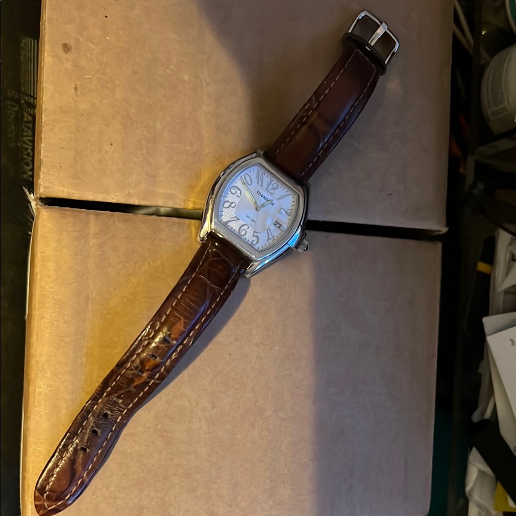Tourneau Silver Brown Watch With Classic Design